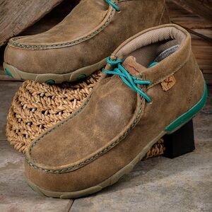 Twisted X Chukka Driving Moc Boots Size 6 Brown Turquoise Blue WDMAL01
